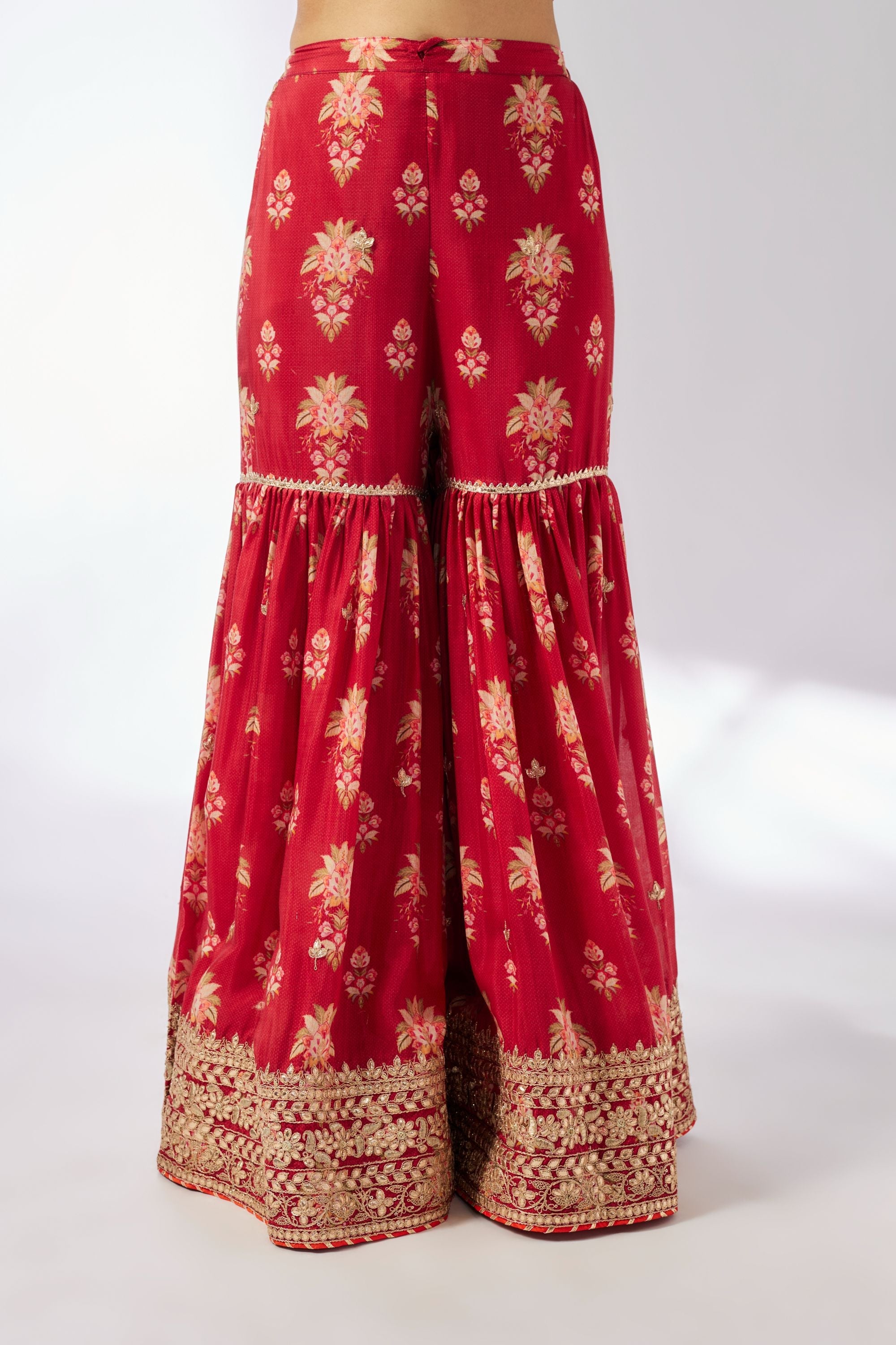CY Gopi Vaid Samiksha Red Peplum Sharara Set Closeup 2