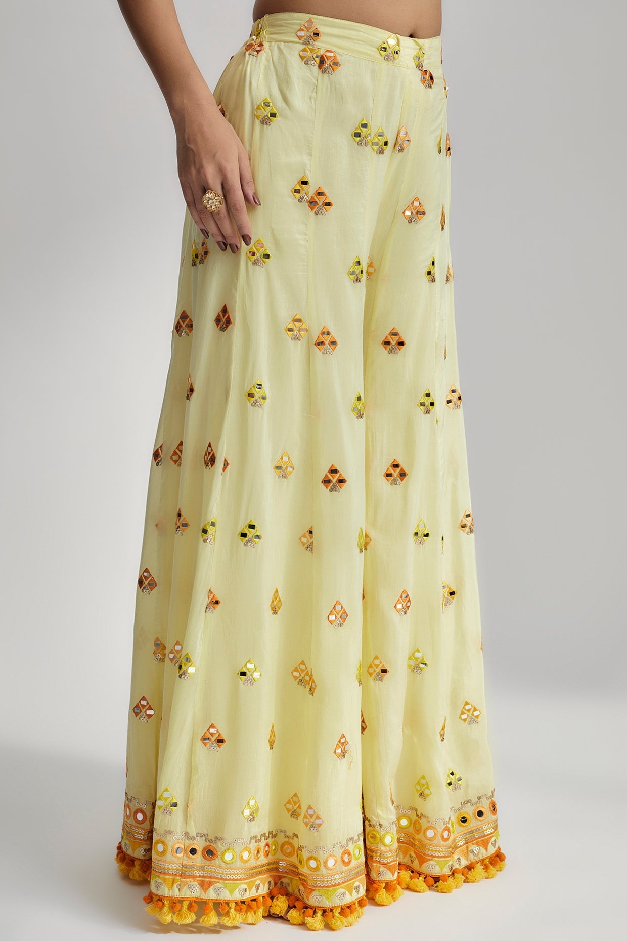 CY Gopi Vaid Swanica Cape Set With Flared Pants Closeup 2