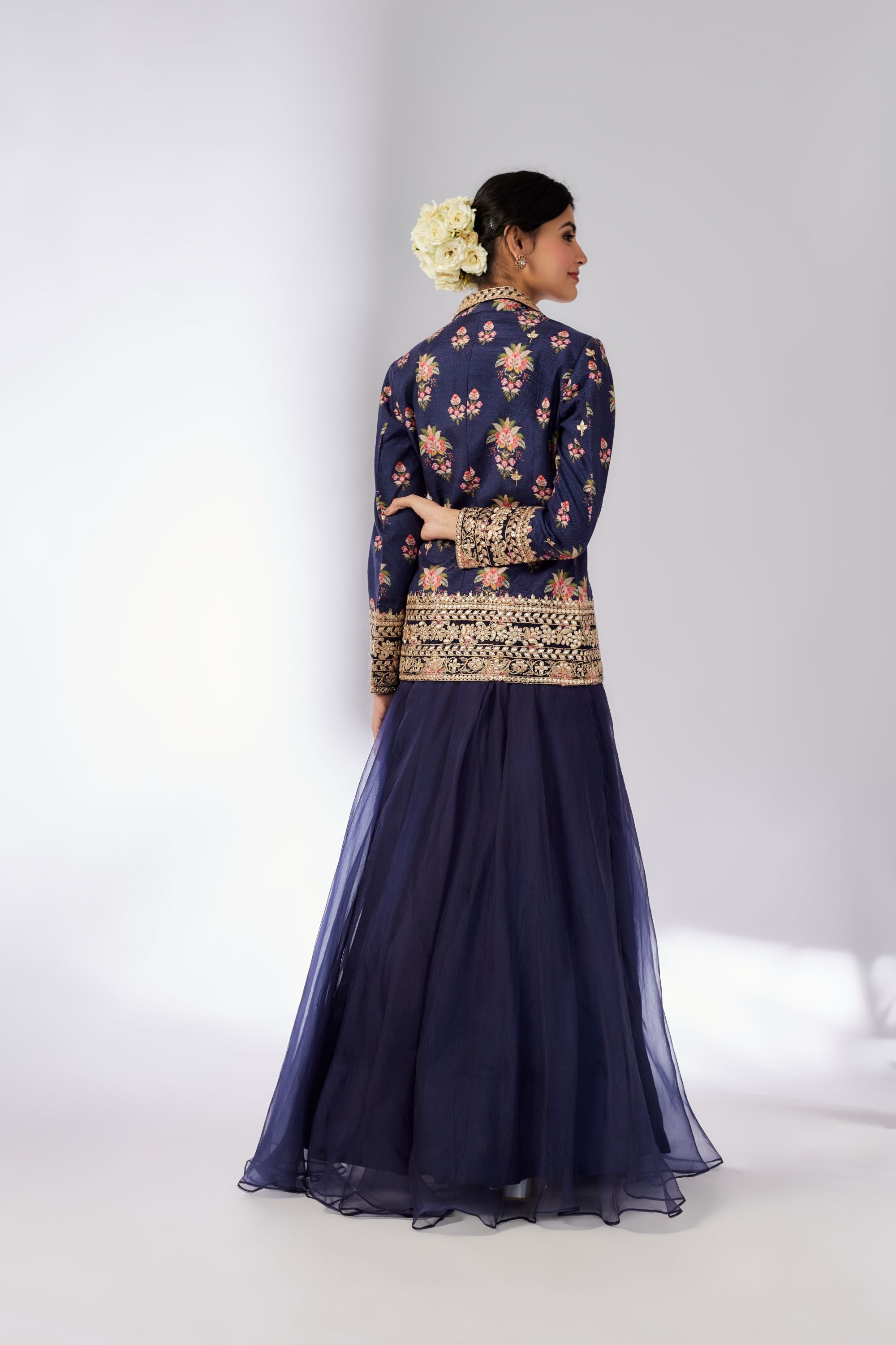 CY Gopi Vaid Unnati Navy Lehenga Set Back 1