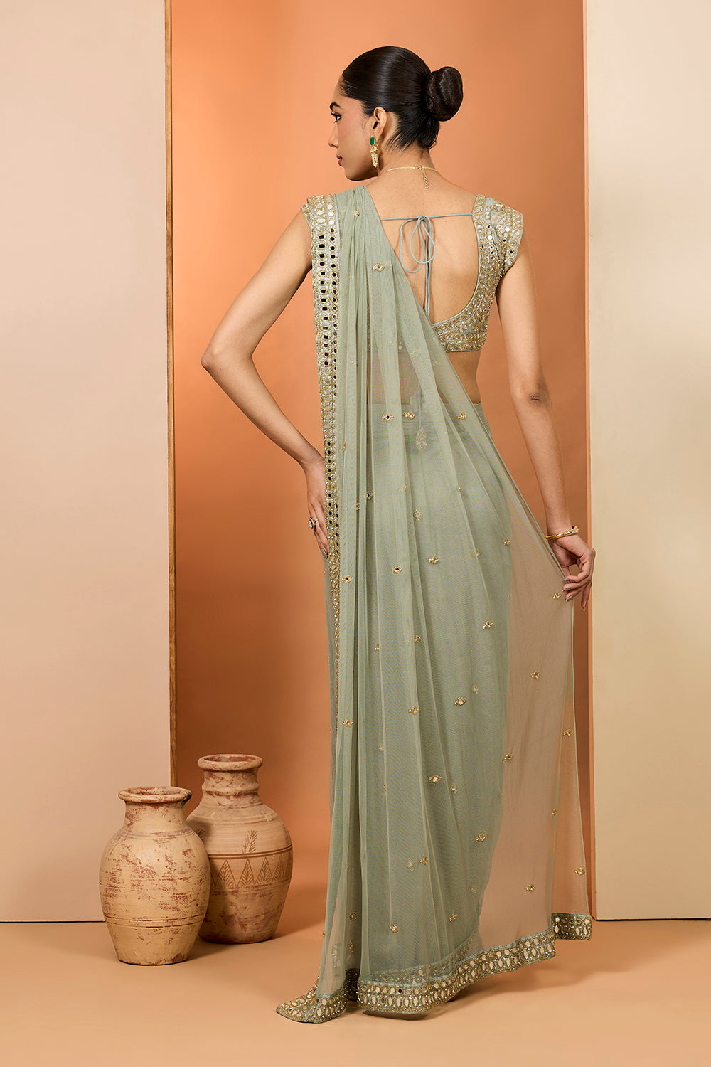 Green Organza Saree
