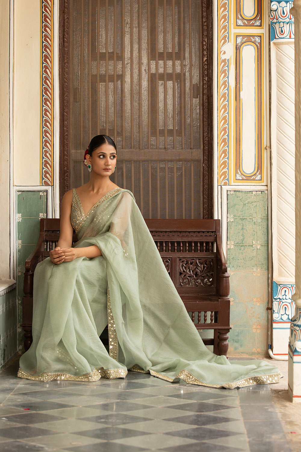 Green Organza Saree