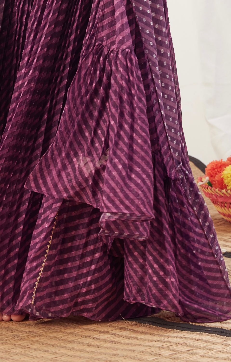 PURPLE LEHERIYA LEHENGA SET