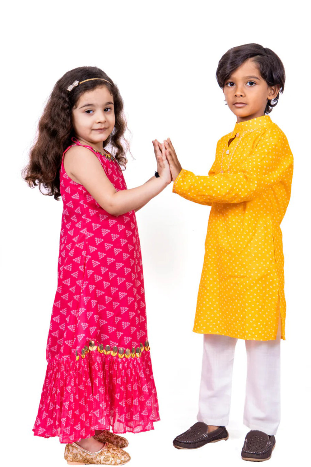 YELLOW BANDHANI KURTA SET