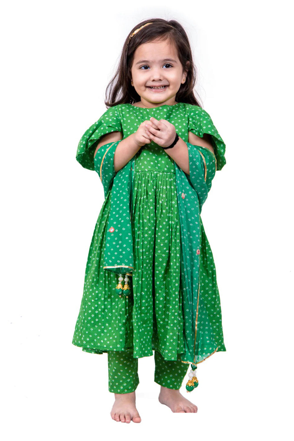 GREEN BANDHANI ANARKALI SET
