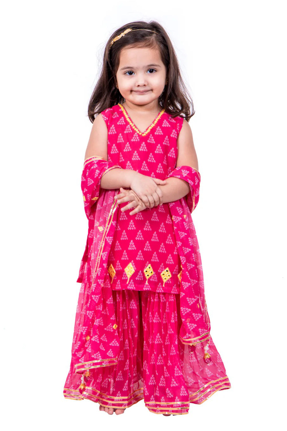 PINK BANDHANI SHARARA SET