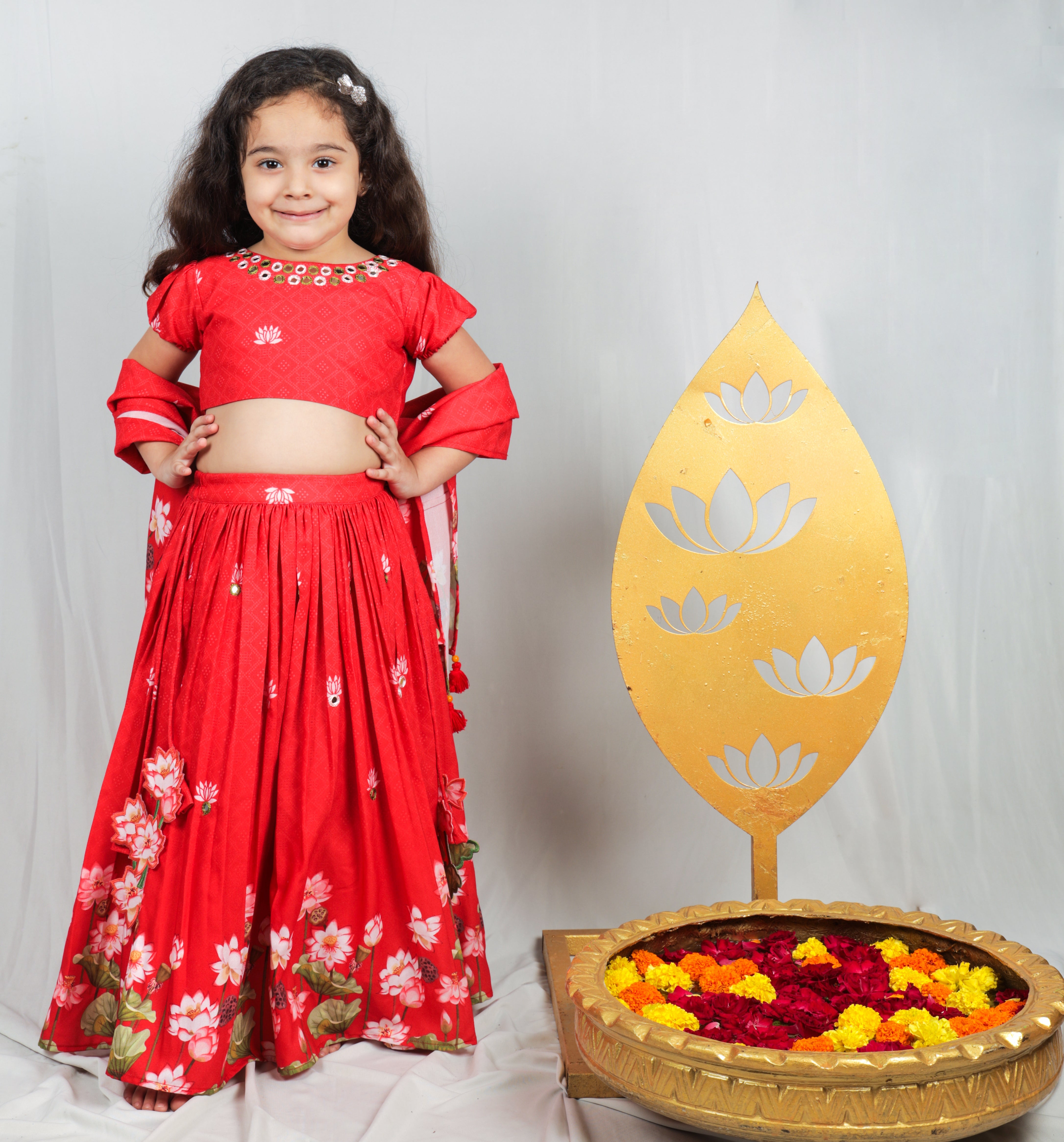 RED PICHWAI LEHENGA SET