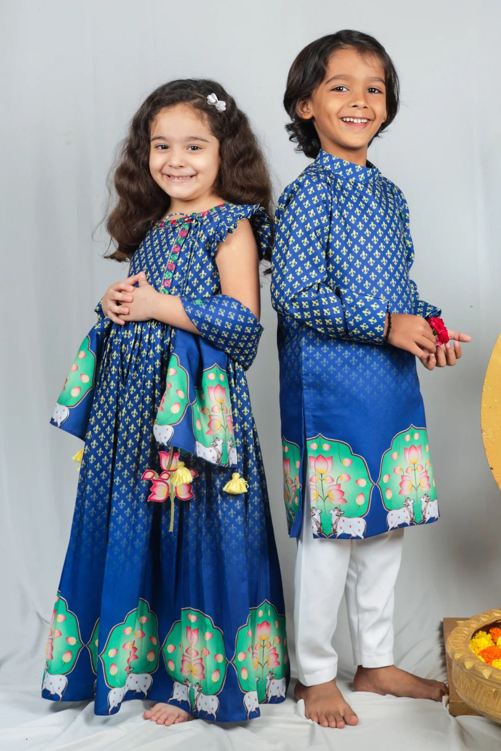 BLUE PICHWAI ANGARKHA SET