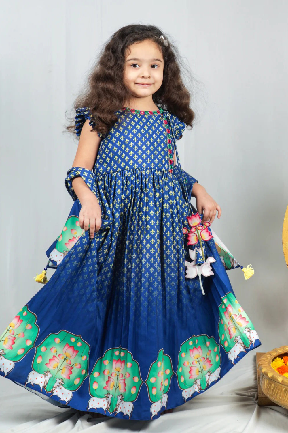 BLUE PICHWAI ANGARKHA SET