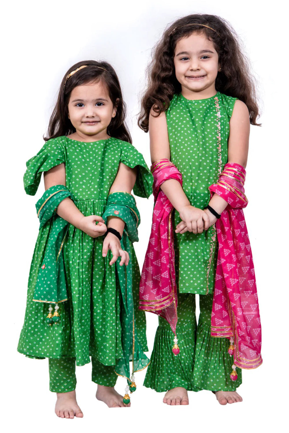 GREEN BANDHANI PEPLUM LEHENGA SET