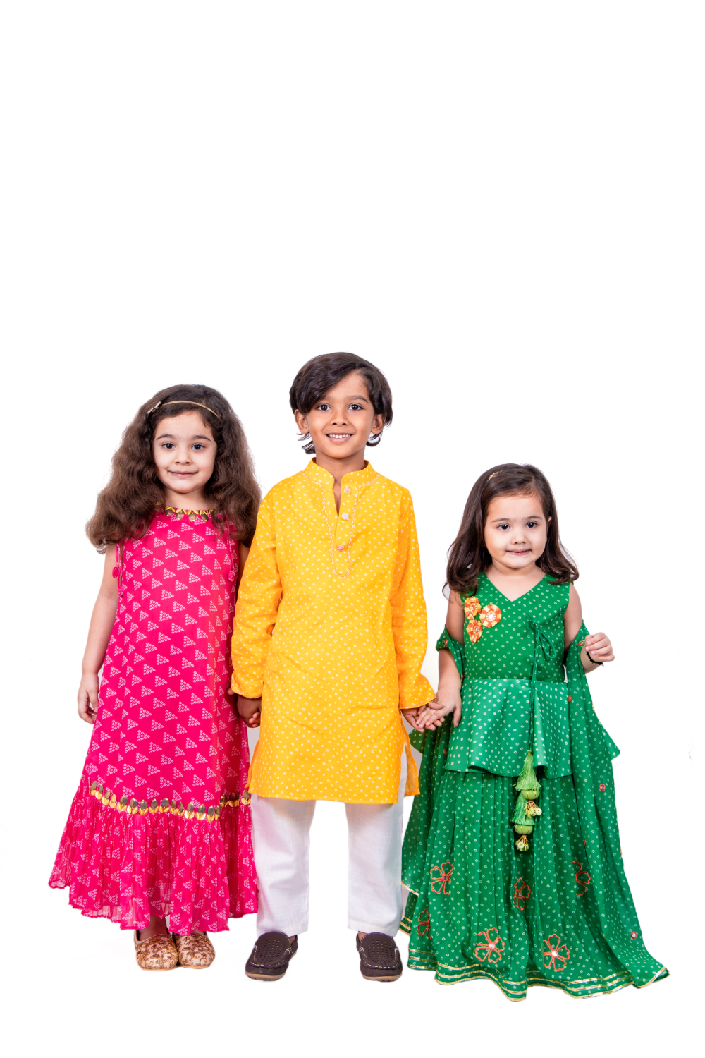 GREEN BANDHANI PEPLUM LEHENGA SET