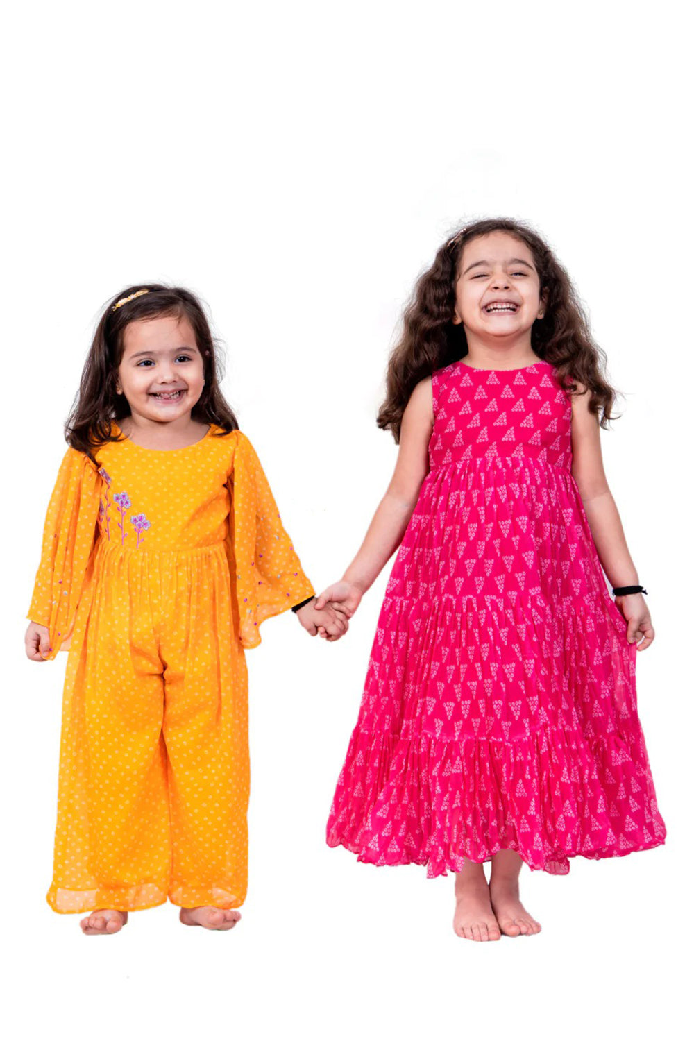 PINK BANDHANI FLOWY DRESS