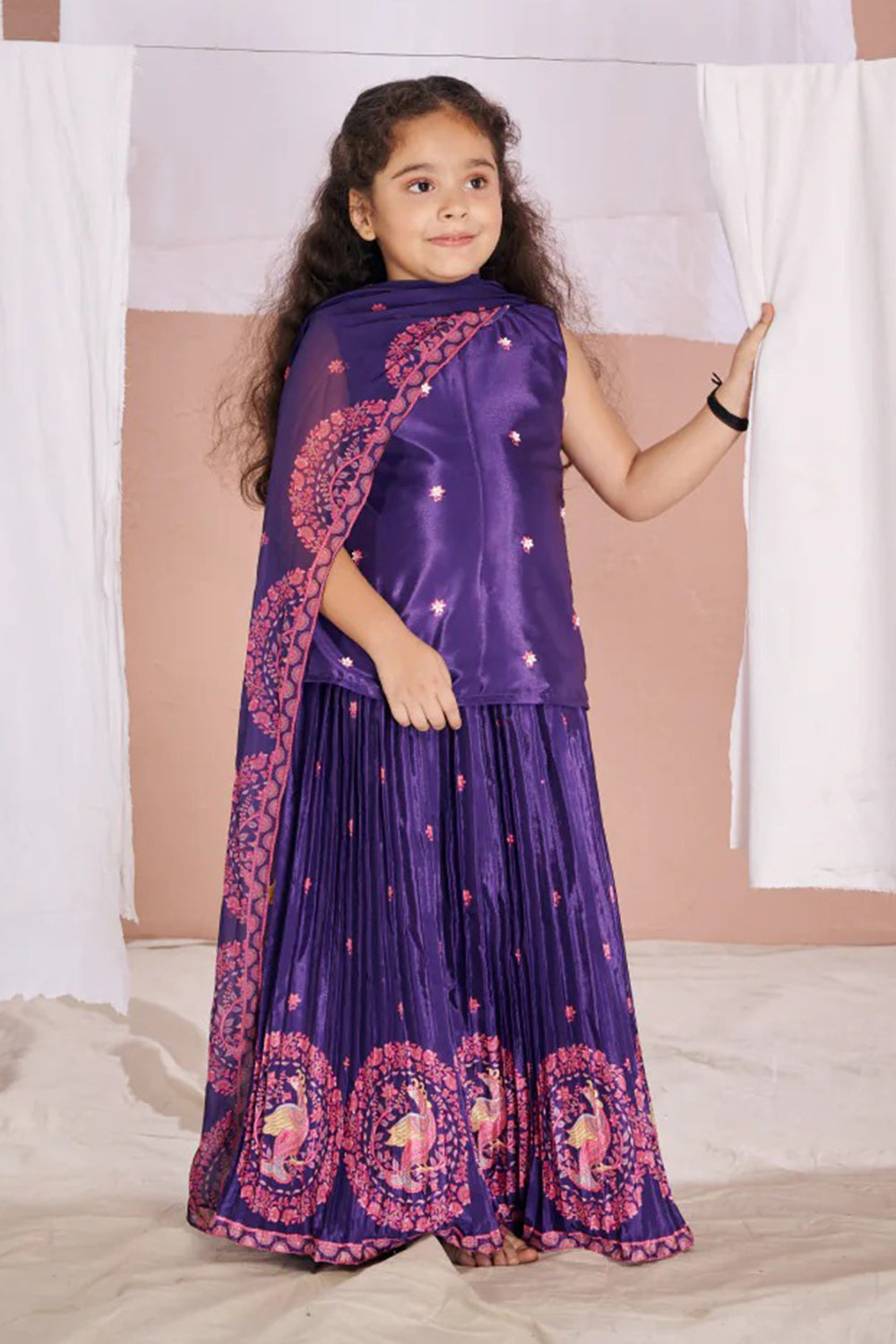 PURPLE KALAMKARI LEHENGA SET