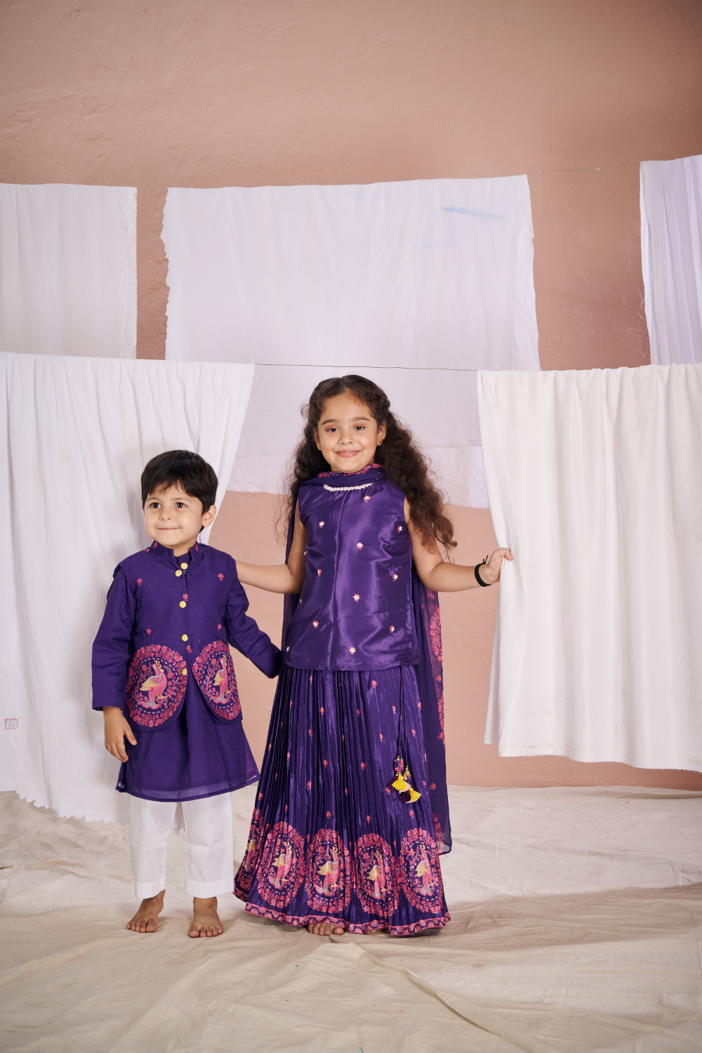 PURPLE KALAMKARI LEHENGA SET