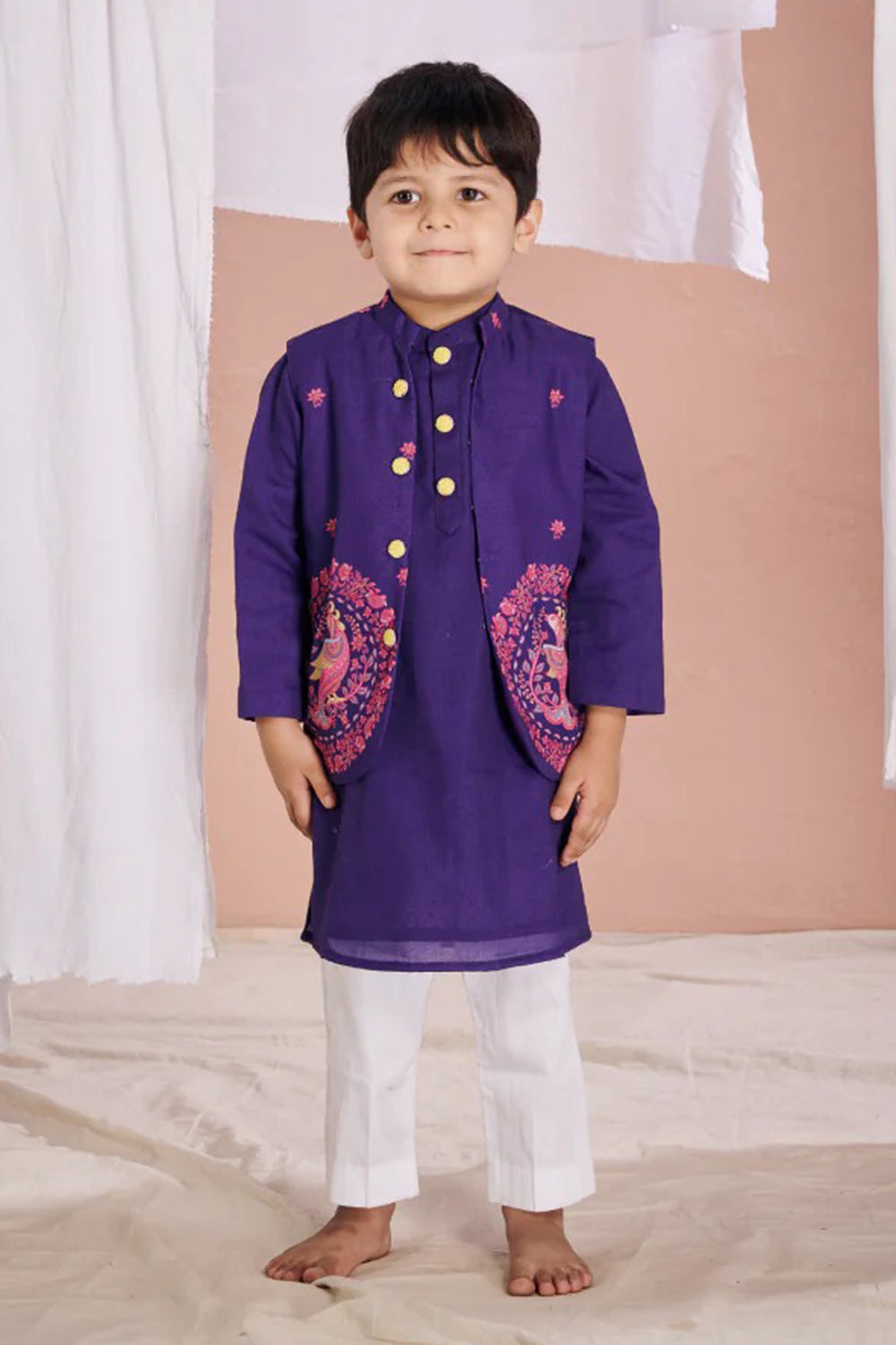 PURPLE KALAMKARI BANDI SET