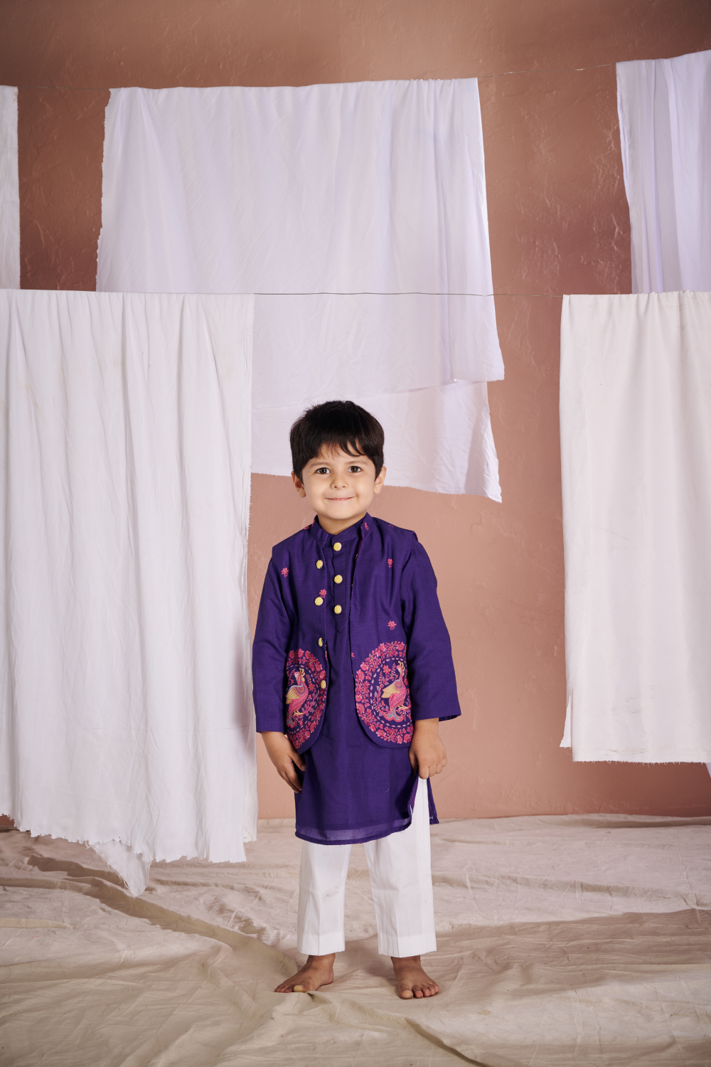 PURPLE KALAMKARI BANDI SET