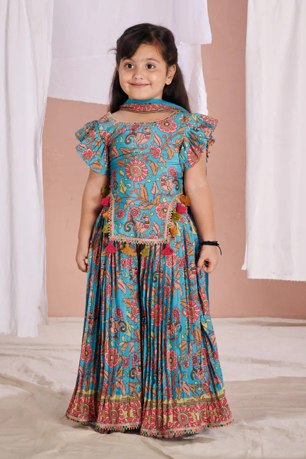 BLUE KALAMKARI SHARARA SET