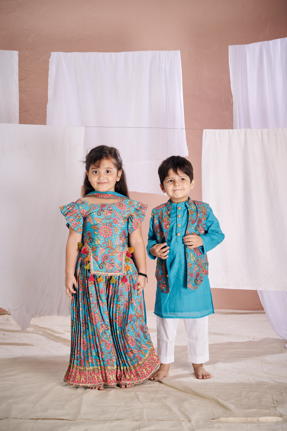 BLUE KALAMKARI SHARARA SET