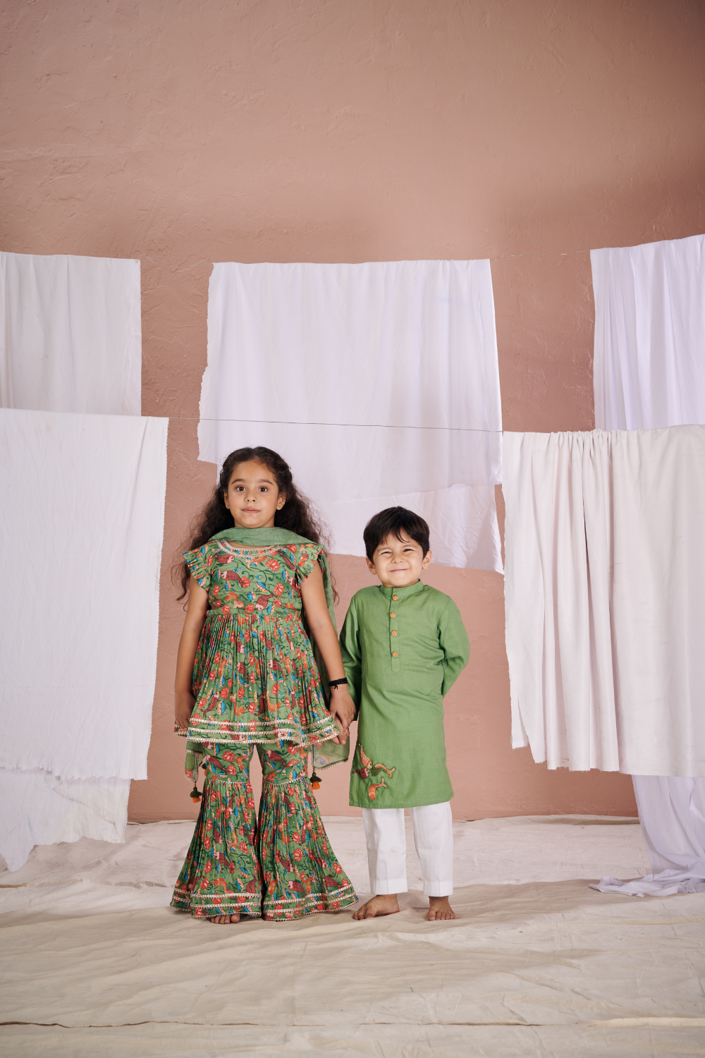 GREEN FISH KURTA SET