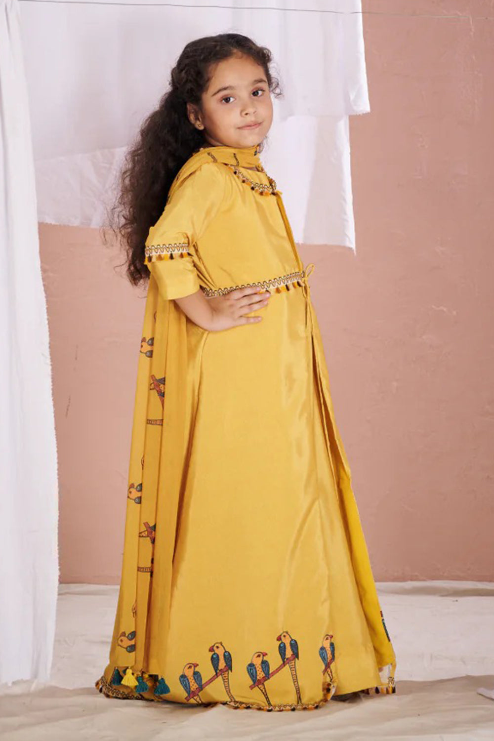 YELLOW PARROT ANARKALI SET