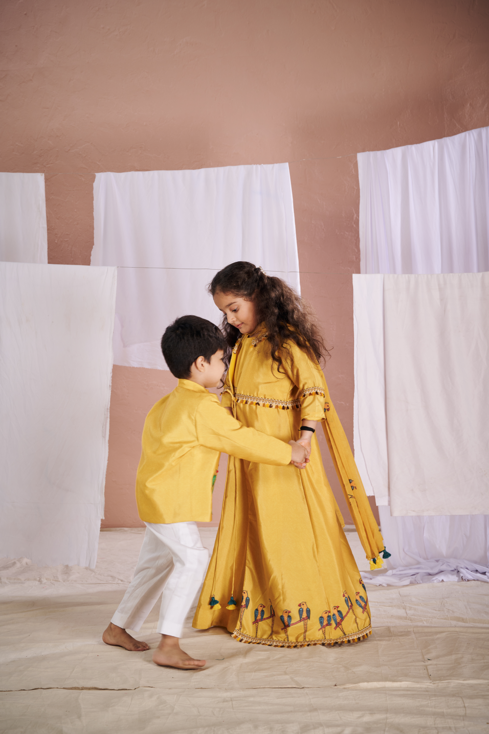 YELLOW PARROT ANARKALI SET