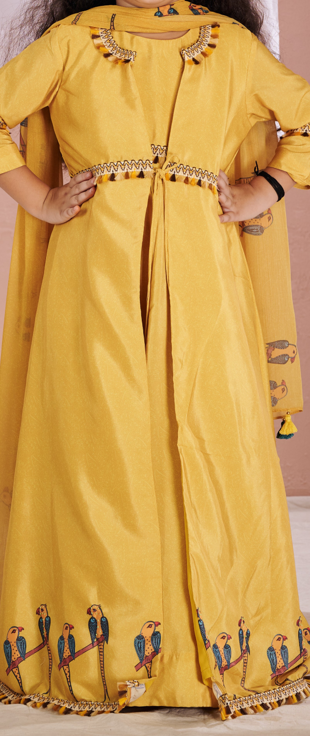 YELLOW PARROT ANARKALI SET