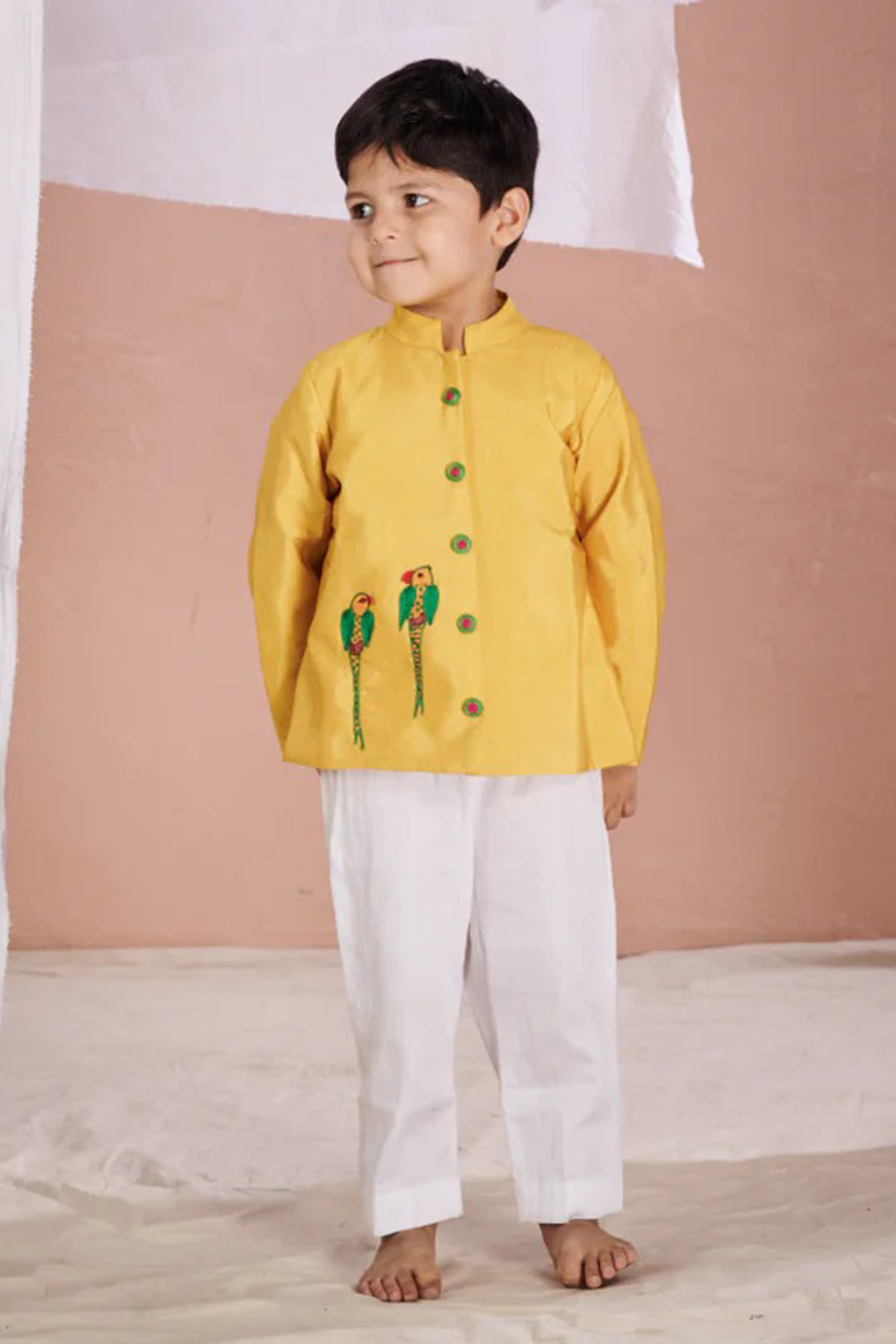 YELLOW PARROT BANDHGALA SET