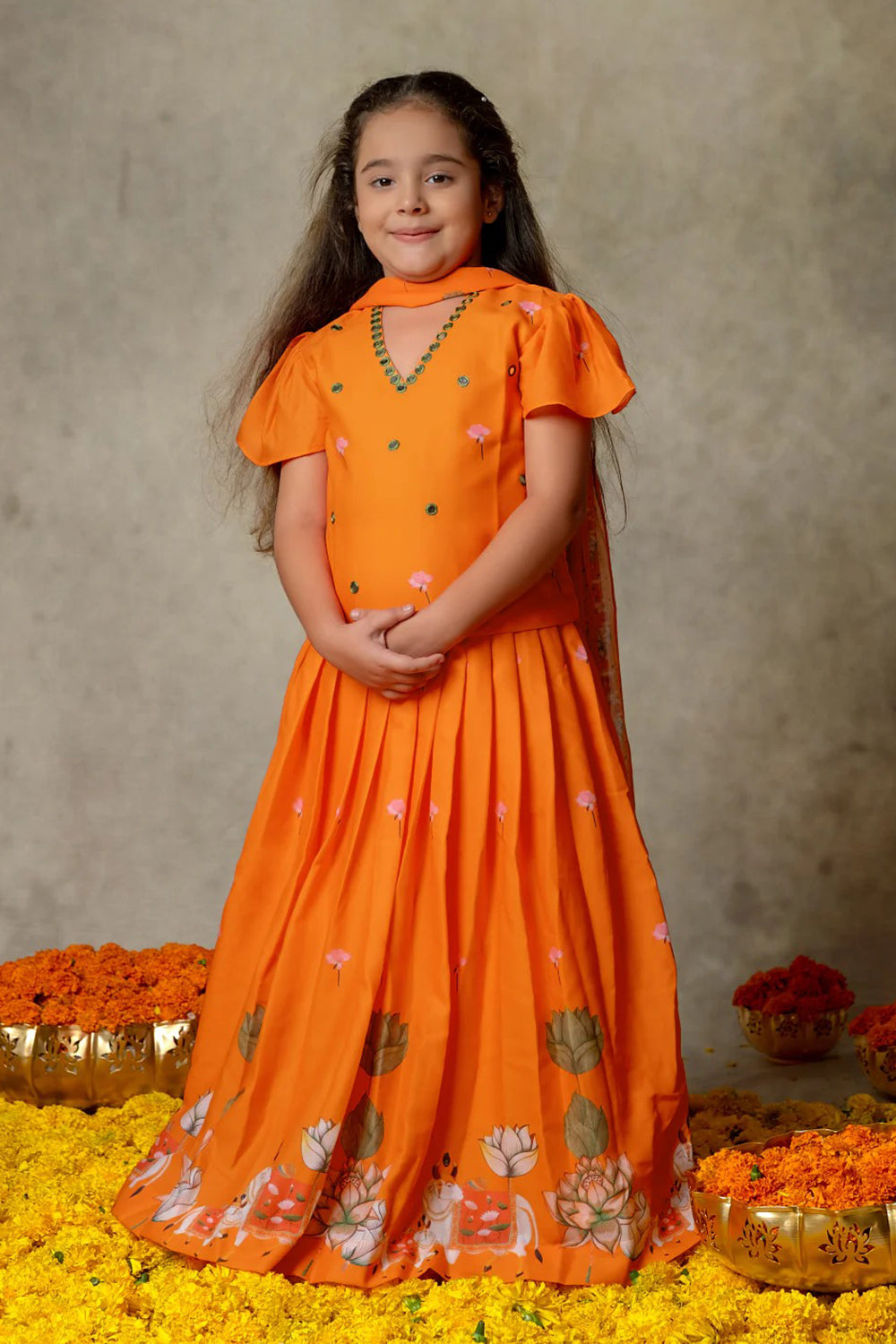 ORANGE PICHWAI LEHENGA SET