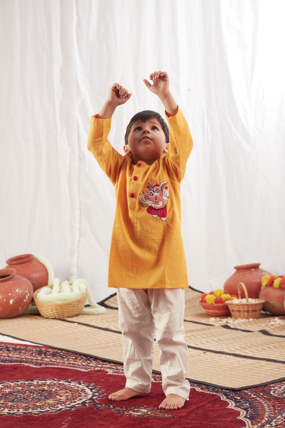 YELLOW GANESH KURTA SET