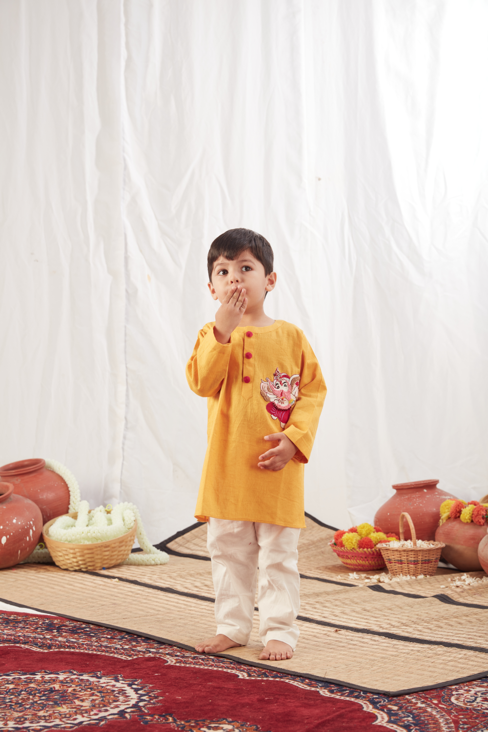 YELLOW GANESH KURTA SET