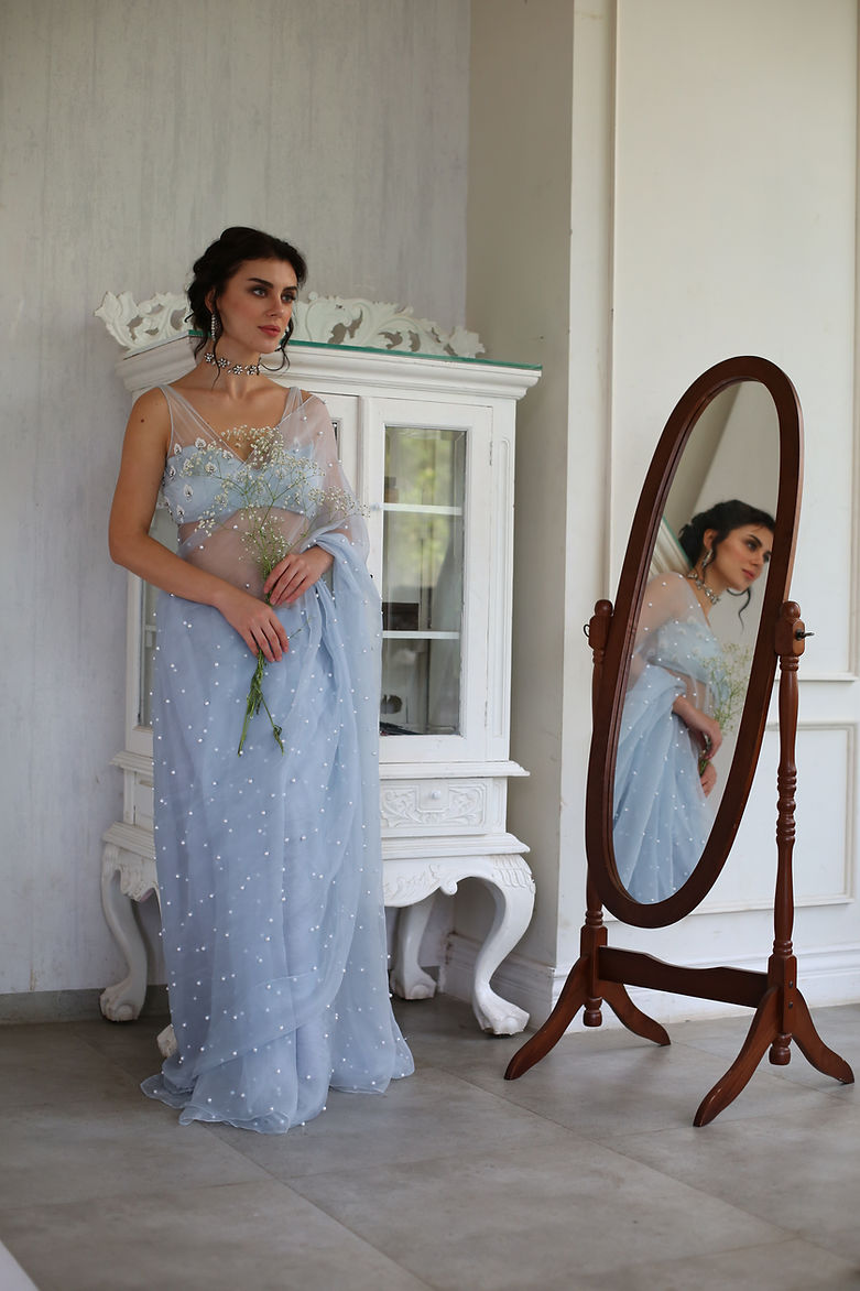 CY House Of Hiya Drizzle Drop Saree Front