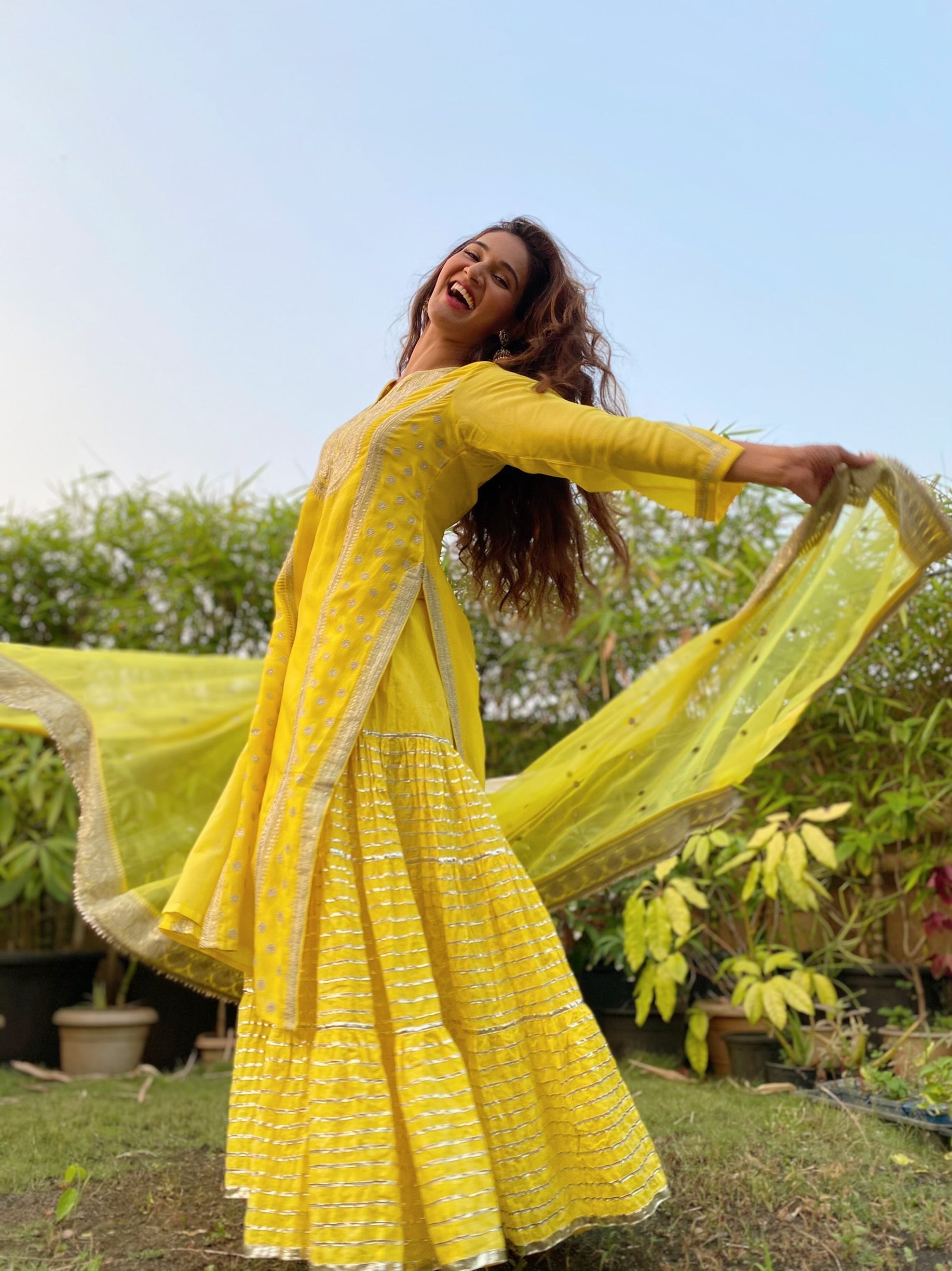 Musafar Yellow Sharara Set