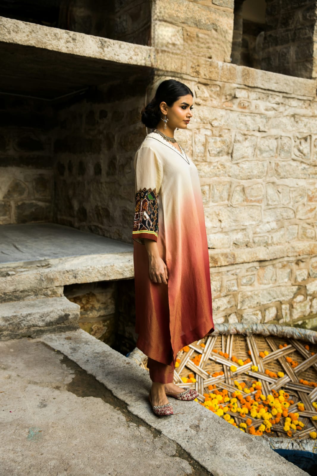 Sufi-Shaded Patola Kurti Set