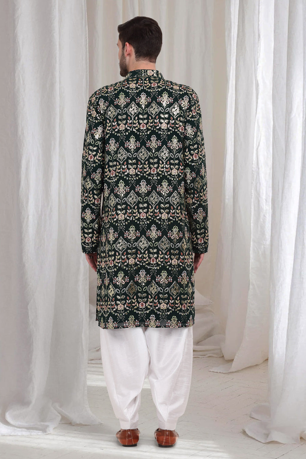 Krish Embroidered Cotton Kurta With Patiala - Green