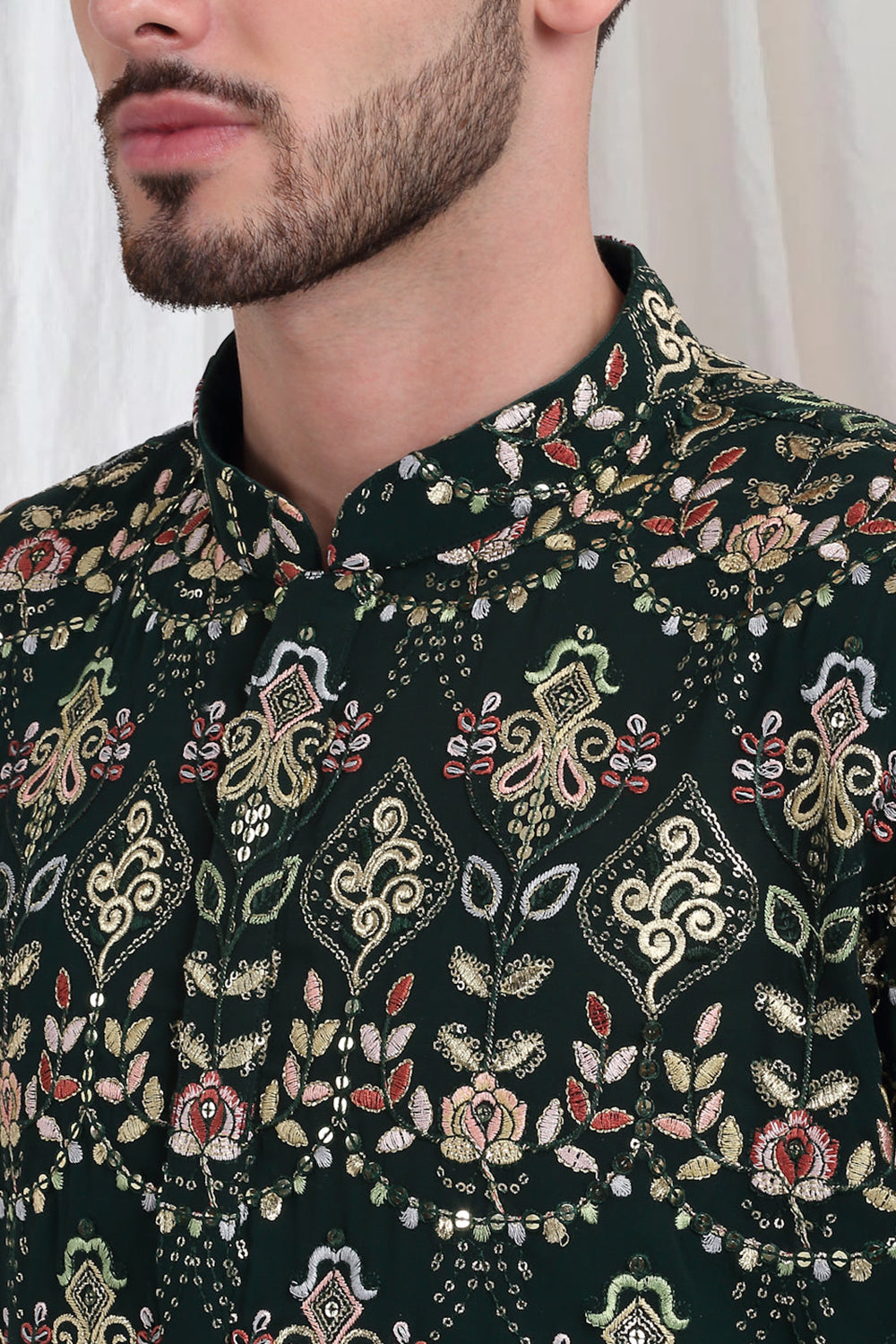 Krish Embroidered Cotton Kurta With Patiala - Green
