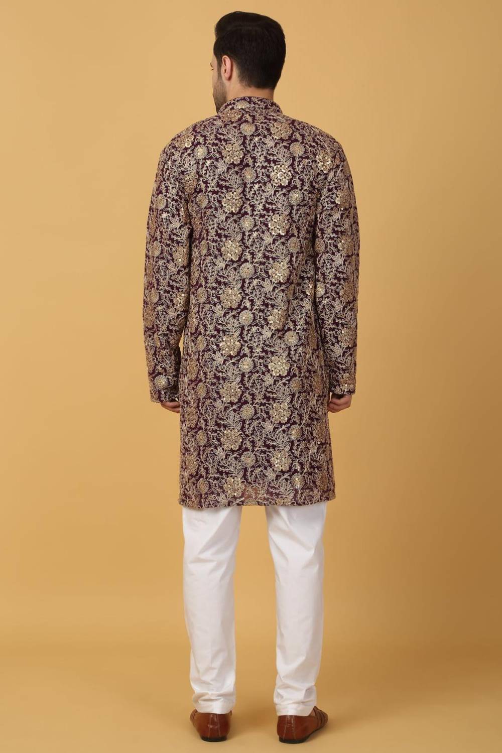 Zar Firdaus Embroidered Kurta Pants Set - Festive Purple