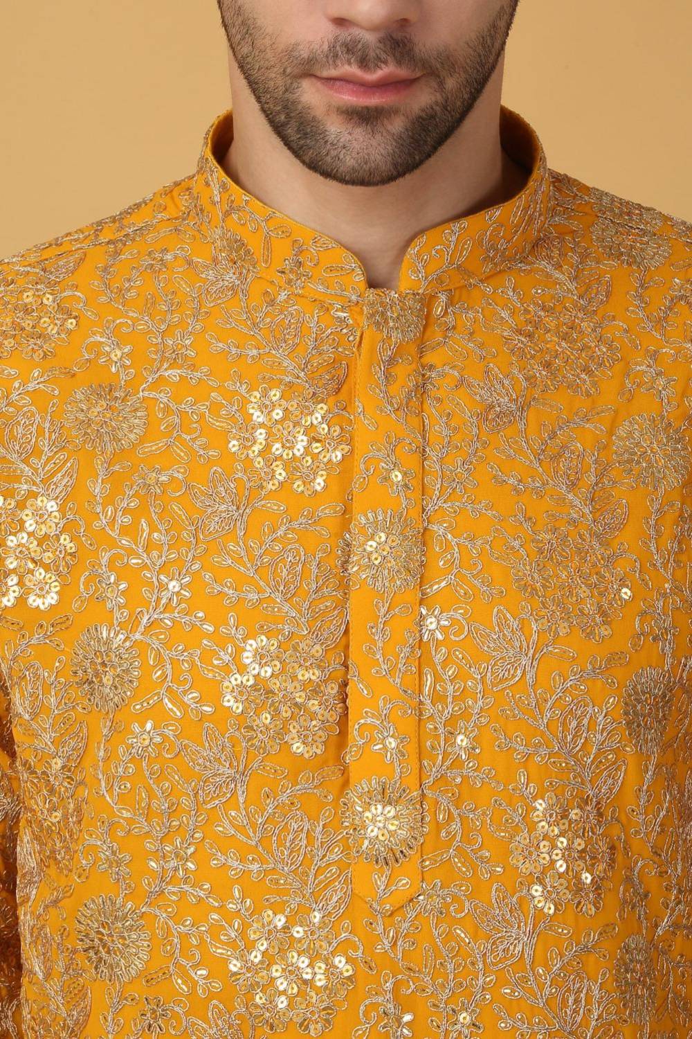 Zar Firdaus Embroidered Kurta Pants Set - Yellow