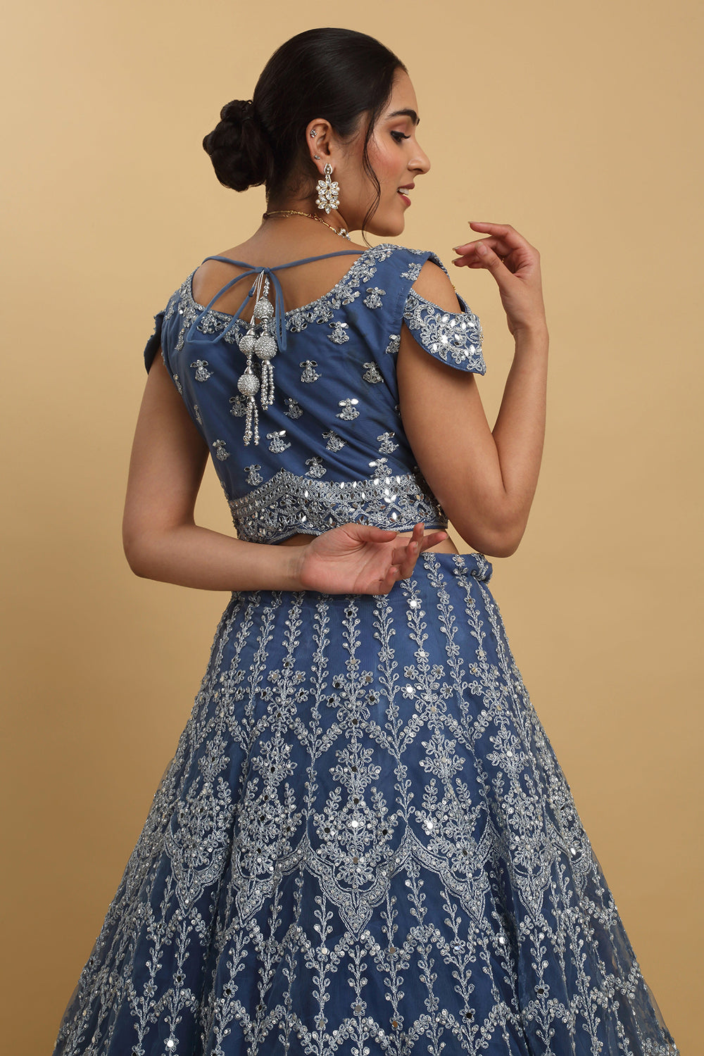 Rangrez Mirror Embroidered Layered Lehenga Set