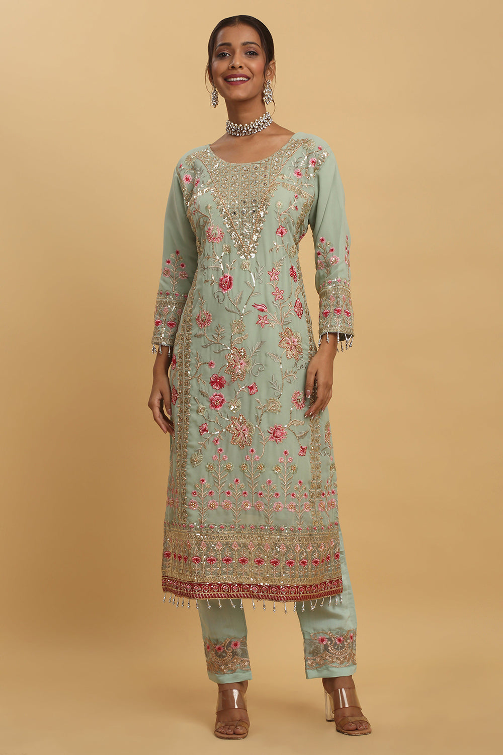 Floral Embroidered Kurta Set