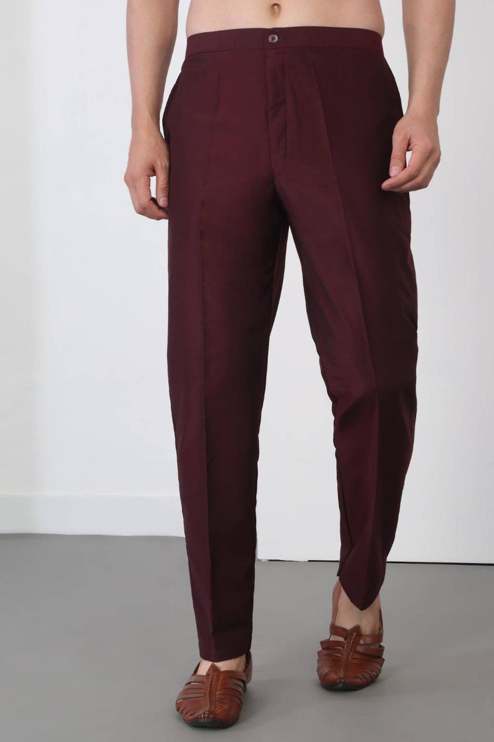 Nawaab Embroidered Kurta Dupatta Pants Set - Dark Wine