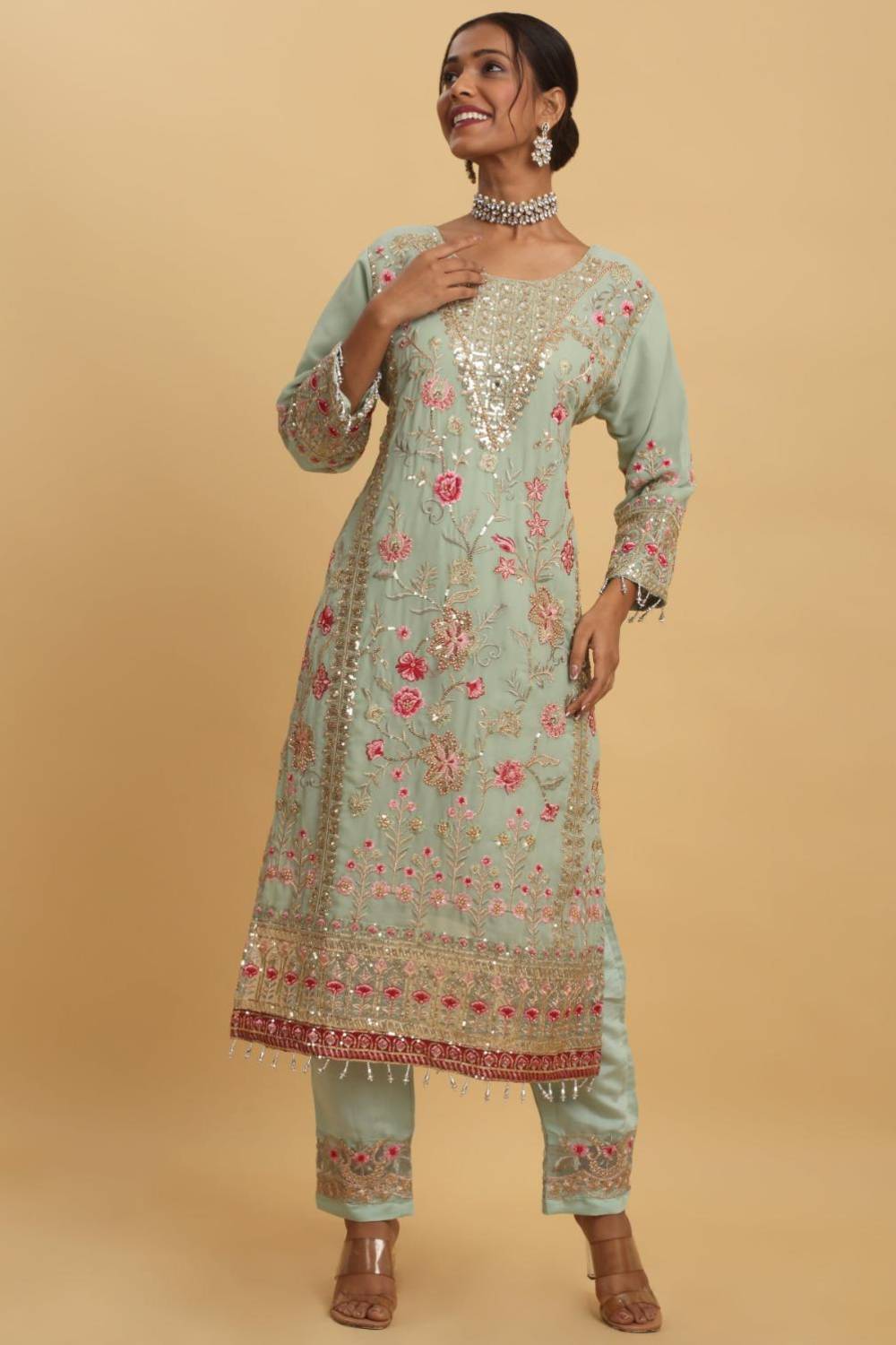 Floral Embroidered Kurta Set