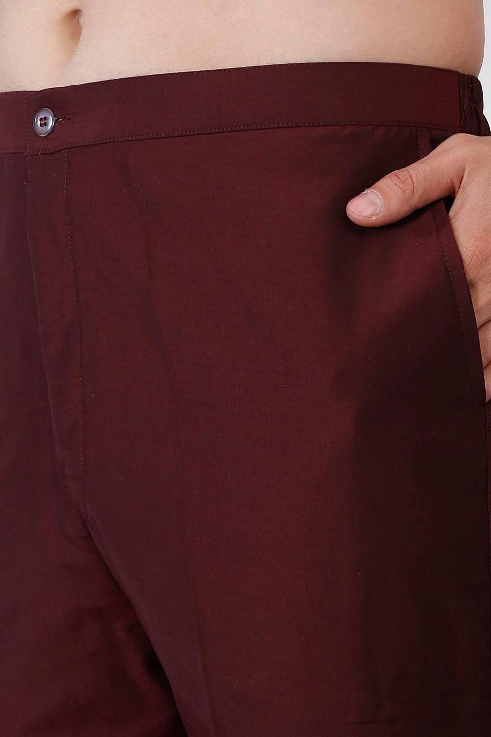 Nawaab Embroidered Kurta Dupatta Pants Set - Dark Wine