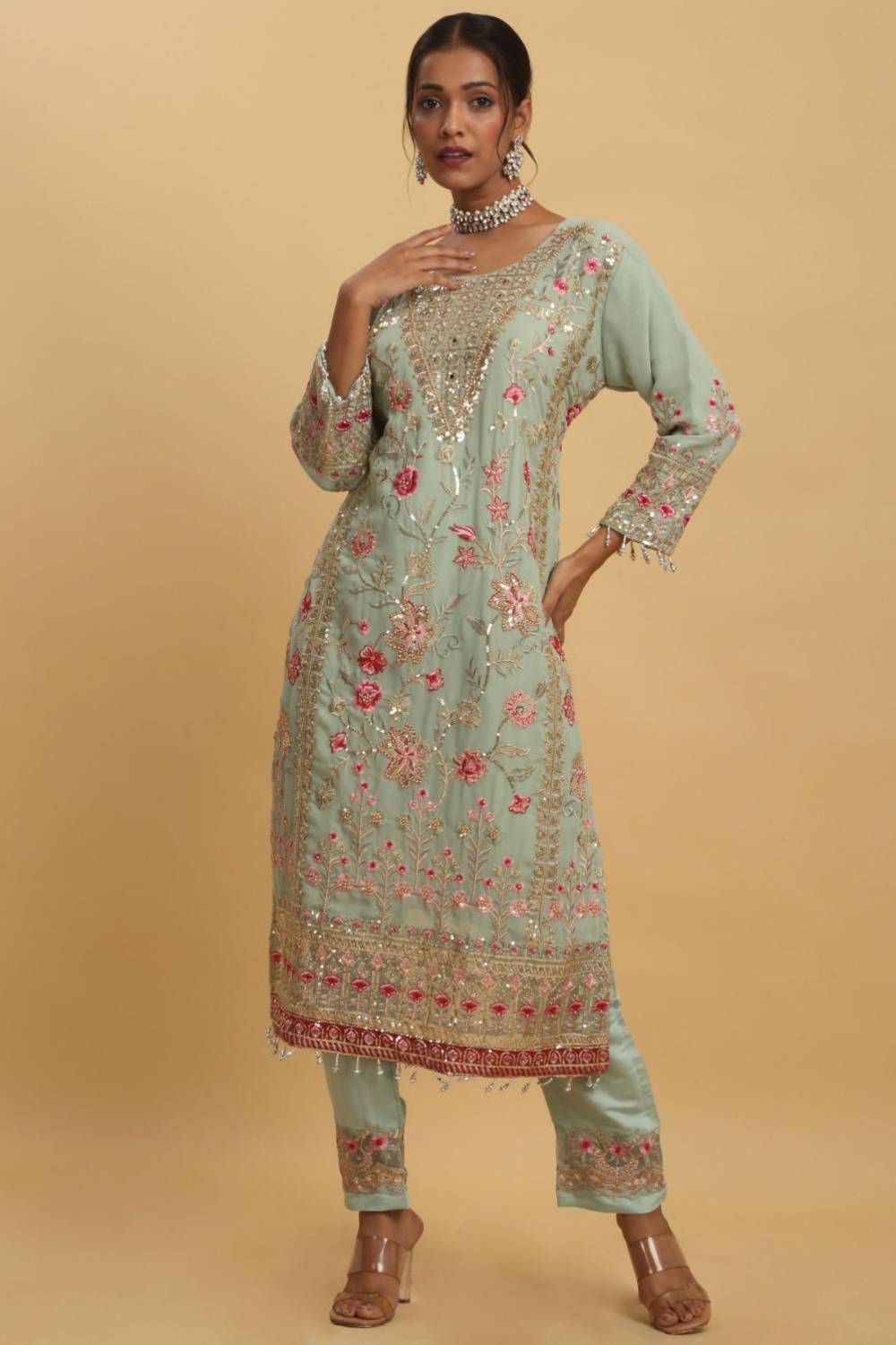 Floral Embroidered Kurta Set