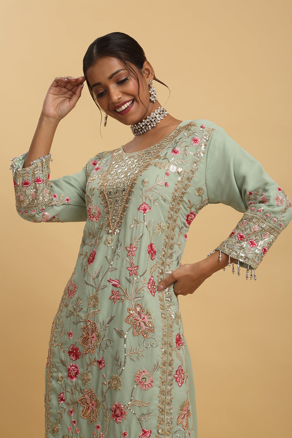 Floral Embroidered Kurta Set