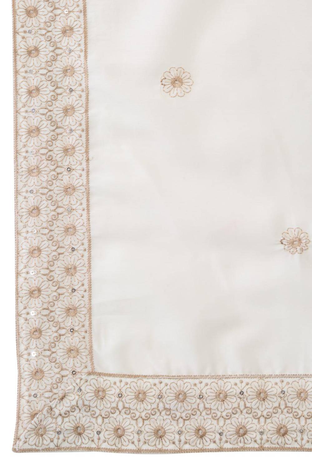 Nawaab Embroidered Kurta Dupatta Pants Set - Cream