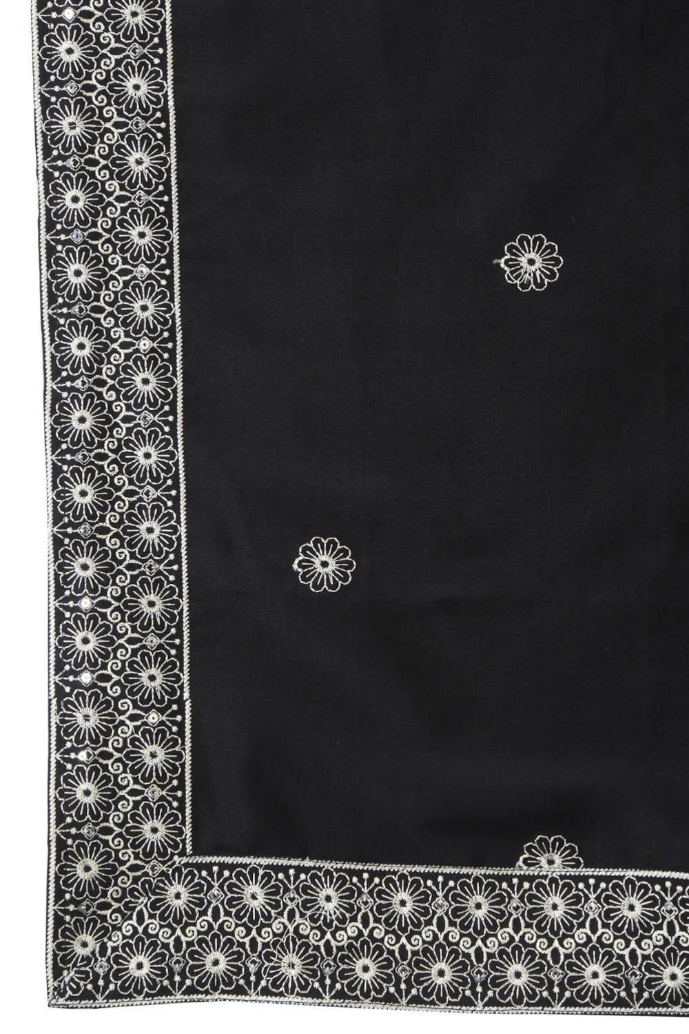 Nawaab Embroidered Kurta Dupatta Pants Set - Black