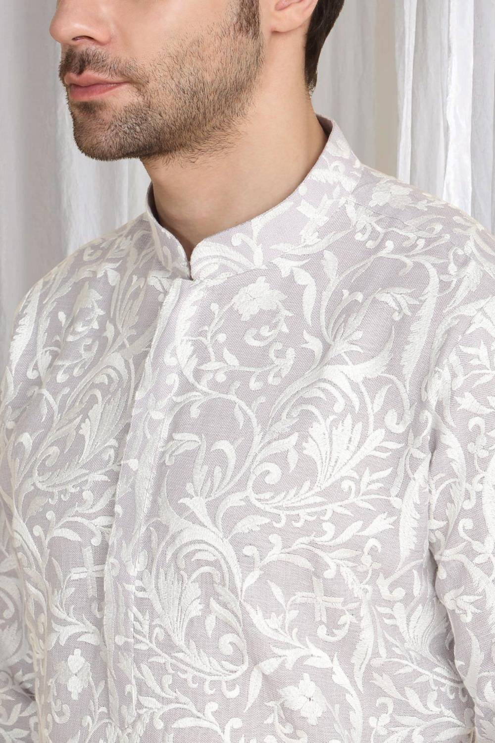 Aham Flora Thread Embroidered Kurta Set - Pastel Purple
