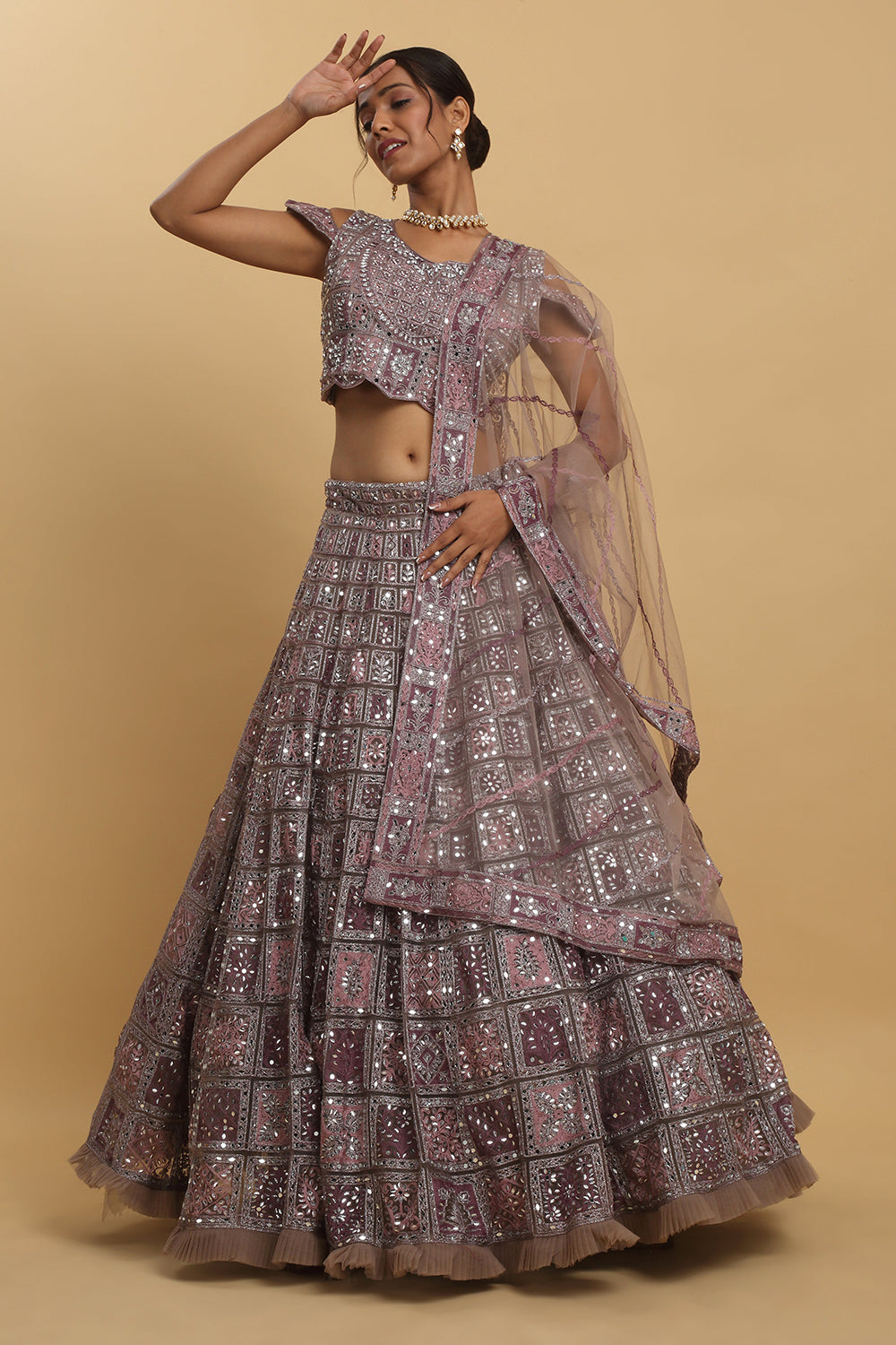 Gunaar Mirror Embroidered Lehenga Set