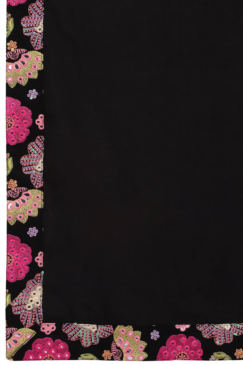 Pushpvilaas Embroidered Flower Kurta Patiala Set- Black