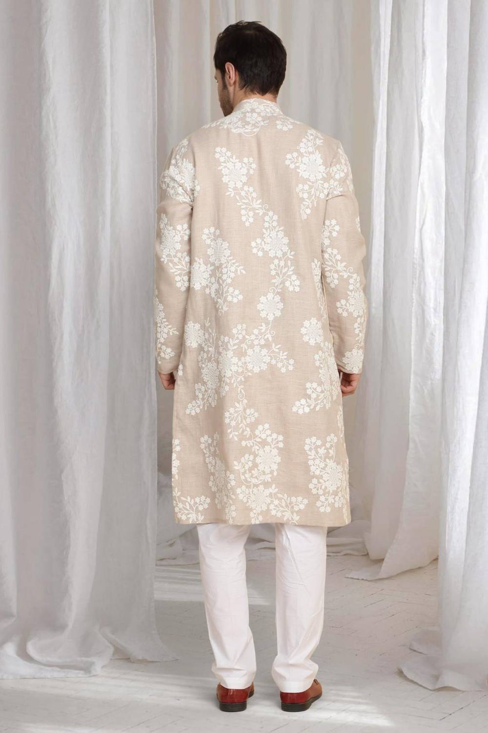 Aham Gulistaan Embroidery Thread Kurta Set - Beige