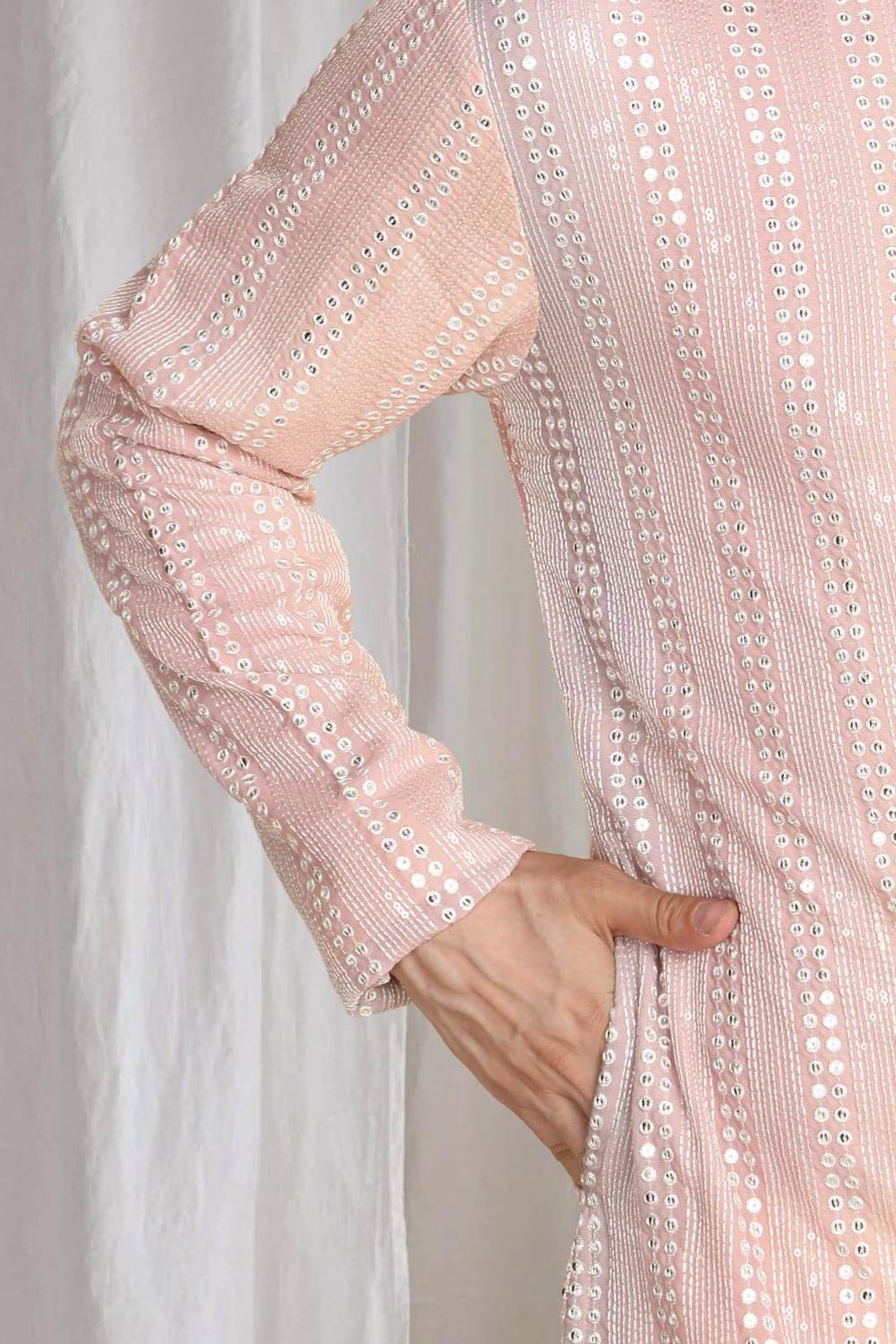 Ambar Ombre Embroidered Kurta Dupatta Set - Pastel Coral